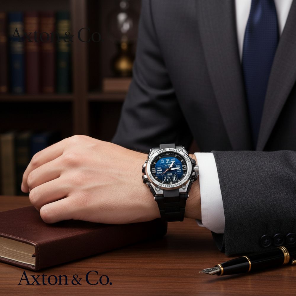 Dual-Movement Quartz Watch for Men | Waterproof & Night Light Display